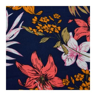 China Stain resistant VALUE SHOPPING IN CHINA NAVY FLOWER PRINTED 120 GSM 100% VISCOSE CHALLIE WOVEN FABRIC FOR SLEEPWEAR for sale