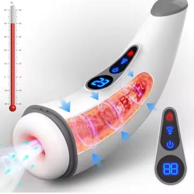 China LCD Display Touch Control 9 Frequency Vibration Suction Smart Voice Automatic Sucking Heating Male Masturbators Cup for sale