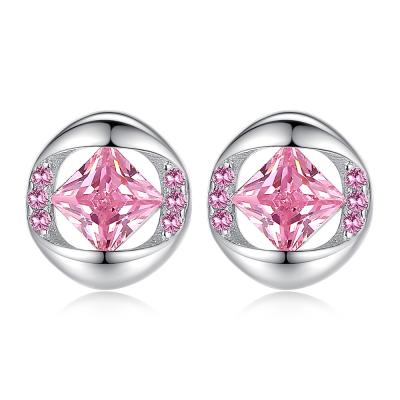 China Wholesale TRENDY Pink Zircon Stud Earrings For Lady High Quality Silver Stud Earrings Accept Order Fast Delivery Trendy Jewelry for sale