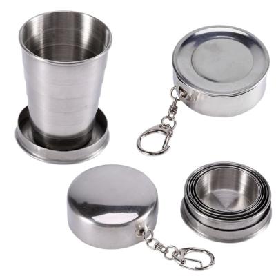 China Amazon Success Portable Stainless Steel Travel Portable Outdoor Camping Folding Cup Folding Metal Telescopic Key Chain () for sale