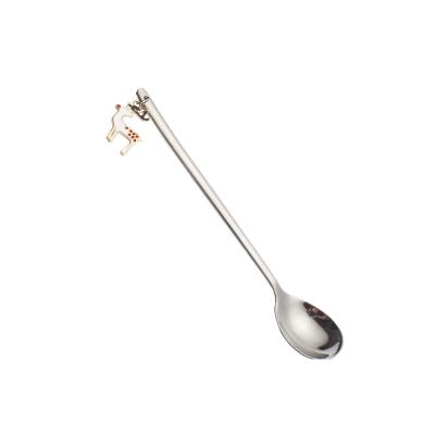 China WITH LID Factory direct sales Christmas creative titanium spoon, stainless steel dessert spoon coffee stirring spoon for sale