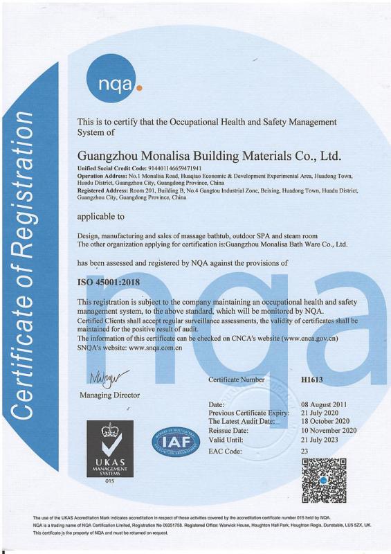 ISO 45001 - Guangzhou Monalisa Building Materials Co., Ltd.