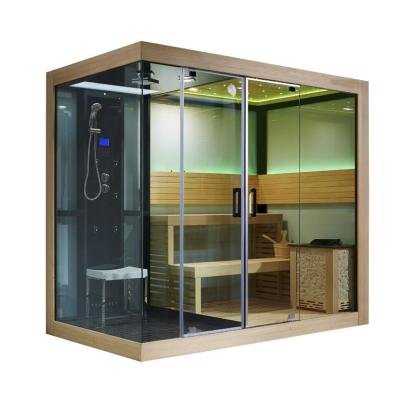 China With Transom Windows Sauna And Steaming Combo Hot Steam Sauna And Shower Box New Sauna Room for sale