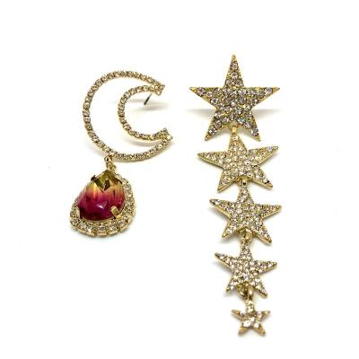 China Environmentally friendly stars and dangle ab style baroque style gemstone atmosphere exaggerated light luxury creative temperament earrings for sale