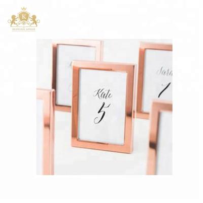 China Eco-friendly Card/Photo Holder Frame and Decoration Rose Gold Metal for Wedding, Home Party Decoration Edge METAL, PVC Events Place Rectangle for sale