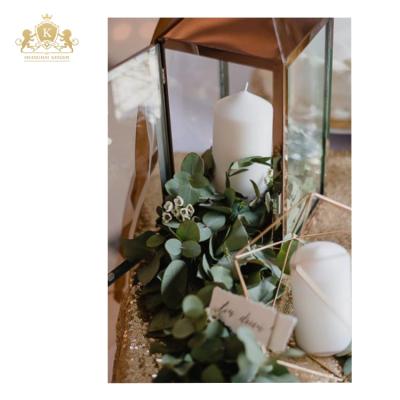 China Eco - Friendly Geometric Frame Gold Flower Stand For Wedding Table Decoration for sale