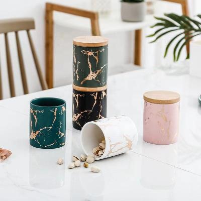 China Eco-Friendly Candle Holders Marble Ceramic Pattern With NEW Event Home Decoration Bamboo Lid To Wedding Eco-Friendly Valentine's Day 2 Color for sale