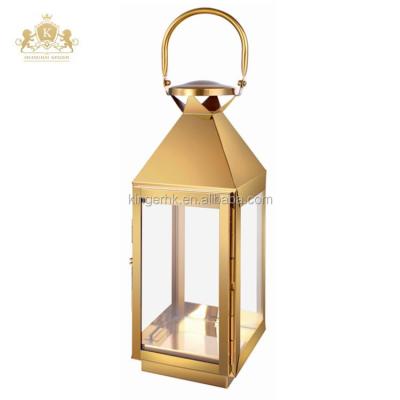 China Gold Eco-friendly Brass Candle Holder Candle Lantern For Wedding Events Decoration Home Decoration Metal Stainless Steel for sale