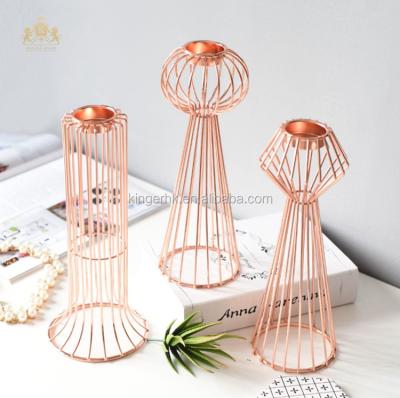 China Eco - Friendly Elegant Metal Frame Table Pillar Stand Rose Gold To Wedding Decoration for sale