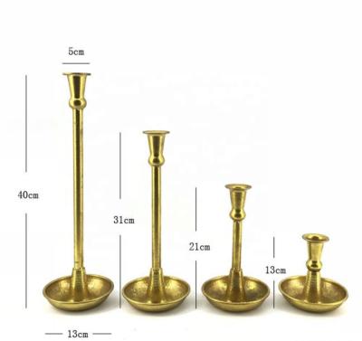 China Vintage Eco-Friendly Set Of 4 Gold Metal Candlestick Holders For Wedding Home Decoration for sale