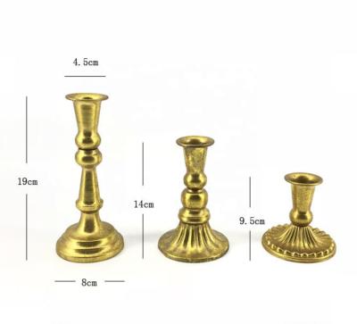 China Eco - Friendly Vintage Metal Short Brass Candlestick Holders For Wedding Home Decoration for sale