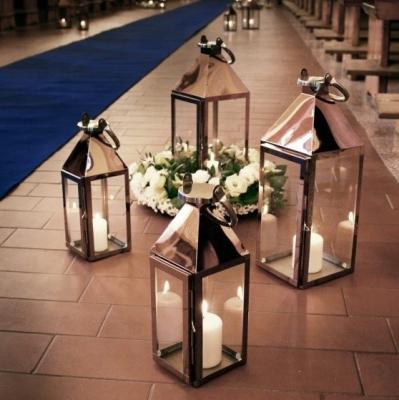 China Home Decoration Sconce Copper Lamps Lantern Set Events Home Decoration Wedding Rose Gold Pink Metal Stainless Steel Rectangle 1 Color for sale