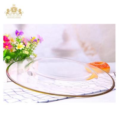 China EVENT DECORATION Rim Charger Thin Gold Glass Plates For Wedding Event Celebration for sale