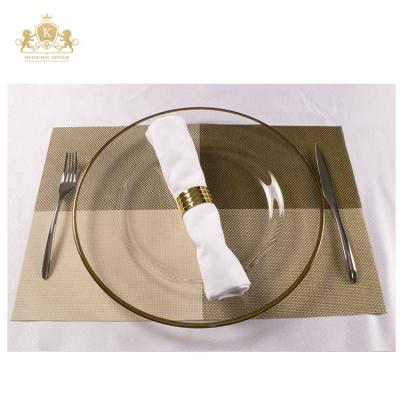 China Elegant Clear and Gold Rim Charger Decoration Dish for Wedding and Marriage Celebration for sale