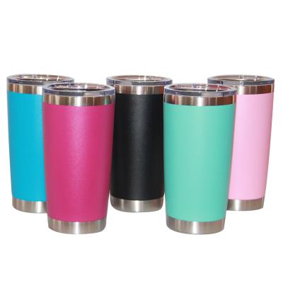 China Disposable 20oz Powder Coated Stainless Steel Double Wall Insulated Tumbler for sale