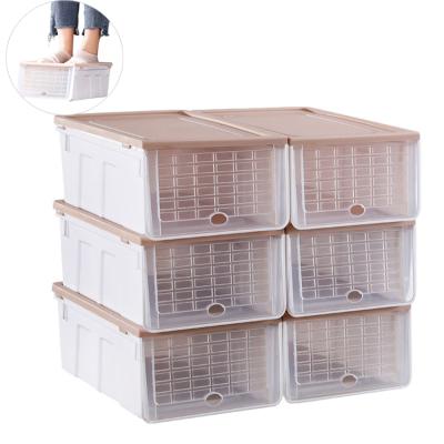 China Drawer Stackable Clear Shoe Storage Box Viable Clear Plastic Storage Shoe Box Shoe Box for sale