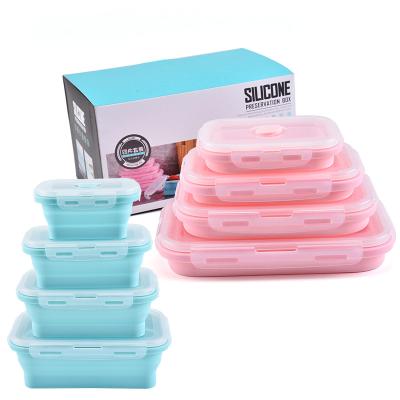 China Disposable Four Pieces Set Collapsible Bowl Container Silicone Collapsible Bowl Gray for sale