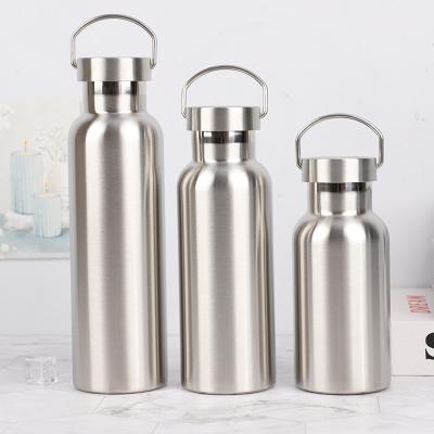 China Bpa Free Recycled Steel Water Bottle Sustainable , Metal Water Bottle With Bamboo Cap for sale