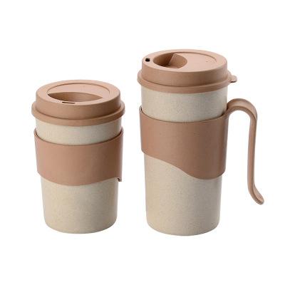 China 16OZ Wheat Straw Disposable Biodegradable Coffee Tumbler Cups , Coffee Tumbler With Handle for sale