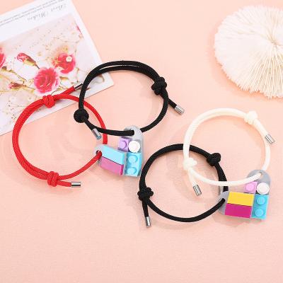 China FASHIONABLE Fashion Friendship Heart Block Set New Arrival Adjustable Woven Rope Couples Bracelet for sale