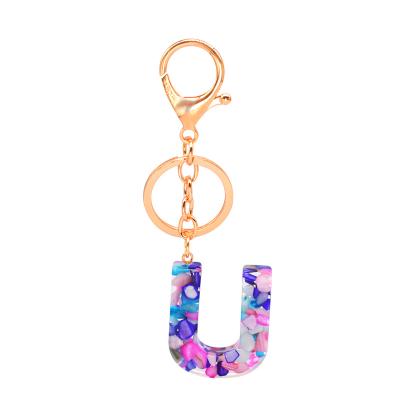 China Resin Fashion New Fashion Amazon 26 Letter Keychains European and American Popular Pendants Creative Jewelry Gifts for sale