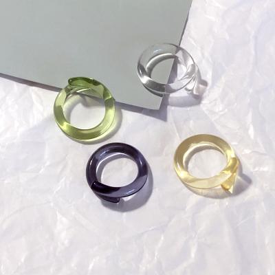 China Fashionable New Design Rings Women Korea Anillos De Resina Transparent Acrylic Resin Twisted Open Rings for sale