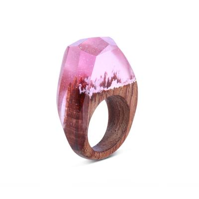 China High Quality Pink Secret Woods Ring Forest Origin Custom Wooden Ring Anel de Frauen Fashion Newcomer for sale