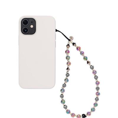 China European and American fashion illusion volcanic rock rhombus Crystal Resin Strip Phone Accessories short chain for sale