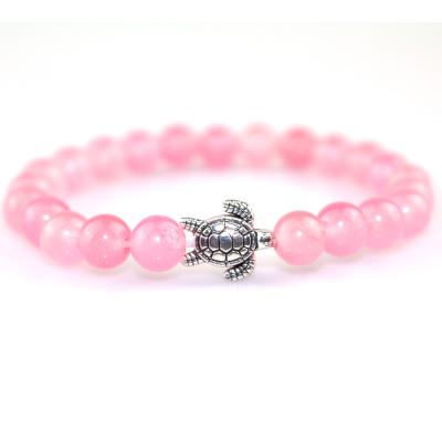 China High Quality Natural Pink Wholesale FASHIONABLE Crystal Stone Beads Turtle Bracelet for sale