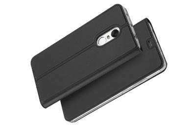 China Black Xiaomi Redmi Note 4 Flip Cover , Shockproof Leather Cell Phone Covers for sale