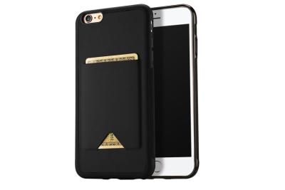 China Black Slim IPhone Protective Cases Card Holder PU Leather For IPhone 6 for sale