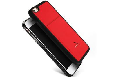 China Shockproof IPhone Protective Cases Red PU Leather Iphone 6 Flip Phone Case for sale