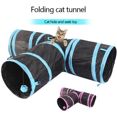 China Playing Cat Toys Tube Kitty Tunnel Bored Cat Pet Collapsible Cat Tunnel Toys Peek Hole Toy Ball Cat for sale