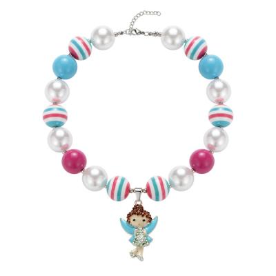 China 2022 Handmade Crystal Cute Angel GIF/Wedding/Engagement Dangle Party/Candy Beaded Necklace Kids Girl Baby Princess Party Birthday Gift Necklace for sale