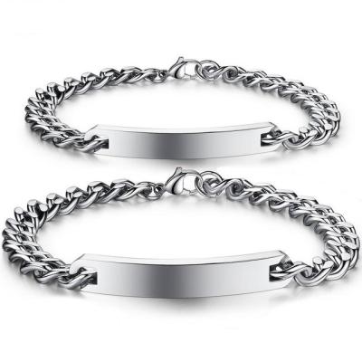 China Stainless Steel DIY Bracelet Customize To Engrave Logo Couples Bracelet For Gift for sale