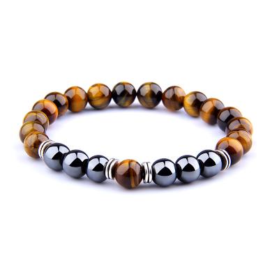 China Hiphop fashion men's bracelet jewelry beaded stretch bracelets Tiger Eyes natural bead spritual bracelet for sale