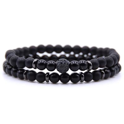 China FASHIONABLE Natural Stone Beaded Bracelet 6mm New Arrival Men's Handmade Zirconia Men's Bracelet for sale