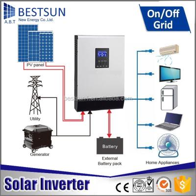 China Power system home BESTSUN solar hybrid inverter twice increasing power 5KVA inverters hybrid with mppt controller for sale