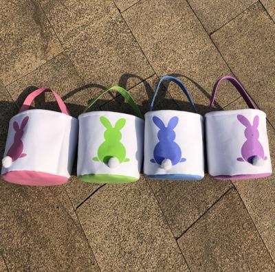 China 2021 Wholesale Hot Sale Folding Easter And Candy Gift Basket Canvas Fabric Easter Basket With Handle for sale