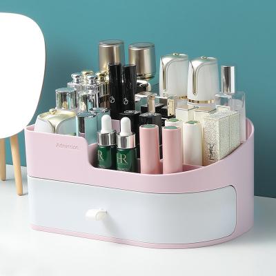 China Multifunctional Desktop Type Viable Plastic Cosmetic Organizer Boxes Desktop Lipstick Storage Box Drawer Jewelry Box for sale