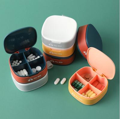 China Custom Organizer Case Mini Pocket Detachable Medicine Plastic Logo Pill Storage Box 4-Grid Eco Friendly Portable Travel Container for sale