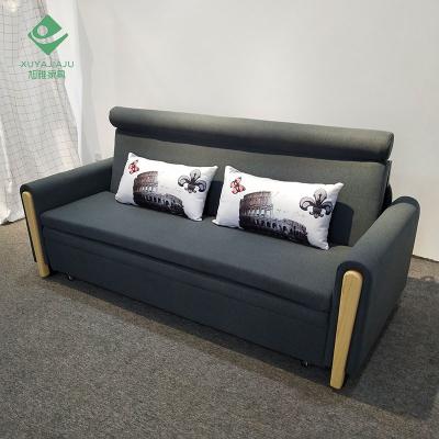 China 2 Seat Foldable Wooden Armrest Sofa Sleeper Canvas Bed With Steel Bed Frame 100*190cm for sale