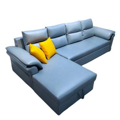 China Foldable Portable L Shape Mid Century Modern Sofa Bed Leather Bed Room Sofa Couch for sale