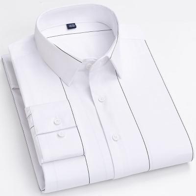 China Anti-Wrinkle High Elasticity Soft Comfortable No Pockets Slim Formal White Work Shirt Business Shirt Men Long Sleeve Slim Shirt That Requires No Work Fit Ironing for sale