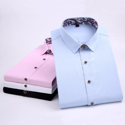 China New Anti-wrinkle men's formal wear short-sleeved shirt business solid color men's professional casual white shirts for sale