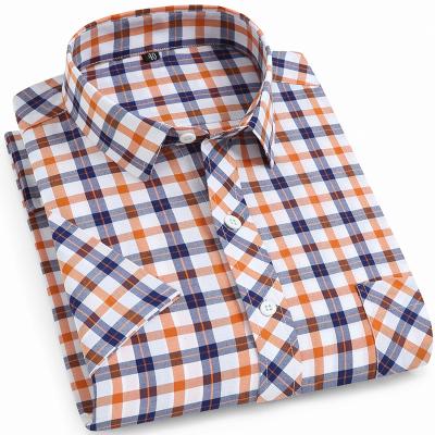 China Anti-Wrinkle Fashion Cotton Oxford Checked Shirt Button Up Plaid Luxury Check Causal Shirts Middle Aged Mens Casual Wear for sale