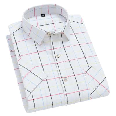 China New Design Anti-wrinkle Survived Tartan Shirts Polyester Short Sleeve Wholesale Plus Size Mens Shirts High Quality Custom T-Shirts for sale