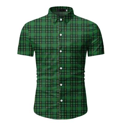 China Customized Cotton Men's Plaid Shirts Style Short Sleeve Shirt Parride Summer Sweat-absorbent Wrinkle-Resistant British Fabric for sale