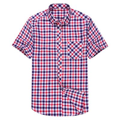 China New Fashion Spring Summer Anti-wrinkle Plaid Men's Casual Thin Cotton High-grade Short Sleeve Shirts for sale