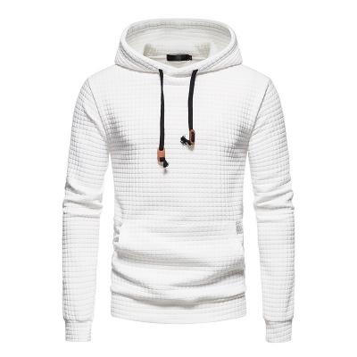 China High Quality Custom Plain White Slim Fit Mens Waffle Pullover Hoodies Fitness Clothes Plain White Slim Fit Sweatshirts for sale